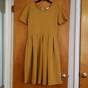 Womens Dress Lularoe Amelia Xl Mustard Yellow Gold